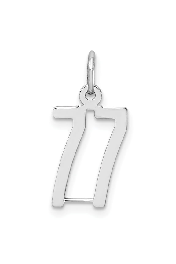Sterling Silver Elongated Number 77 Charm Pendant