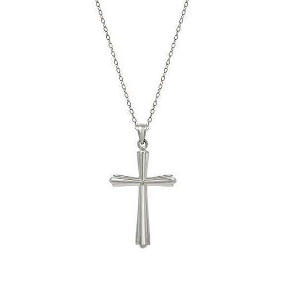 Sterling Silver Embossed Cross Pendant Necklace, 18"