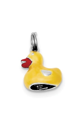 Sterling Silver Enamel 3-D Duck Charm Pendant