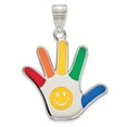 thumbnail image 1 of Sterling Silver Enamel Autism w/Smiley Face Handprint Pendant Charm, 1 of 1