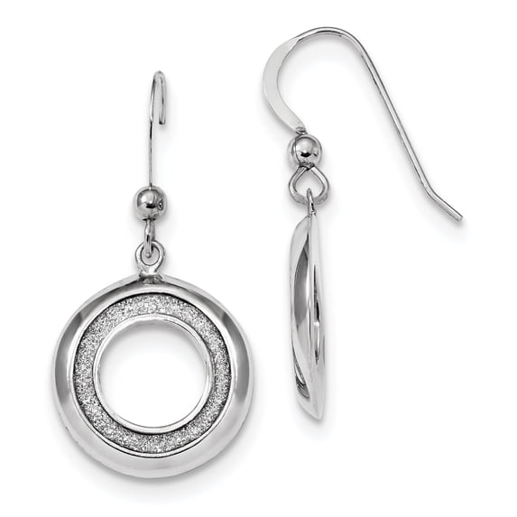 Sterling Silver Enamel Glitter Fabric Circle Dangle Earrings Sterling Silver Earrings