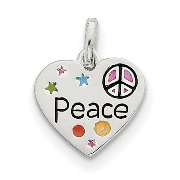 Sterling Silver Enamel Heart Peace Charm