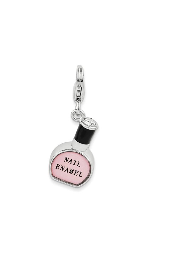 Amore LaVita 925 Sterling Silver Enameled Nail Polish Bottle Charm 18 x 10 mm