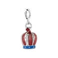 thumbnail image 1 of Sterling Silver Enamel Red White Blue Cross & Crown Charm with clasp for Bracelets Women 5/8 inch, 1 of 2