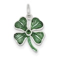 thumbnail image 1 of Sterling Silver Enameled 4-Leaf Clover With Green Glass Stone Charm (22 X 12) Made In India qc6998, 1 of 3