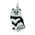 thumbnail image 1 of Sterling Silver Enameled Black & White Cat Charm QC6393, 1 of 4