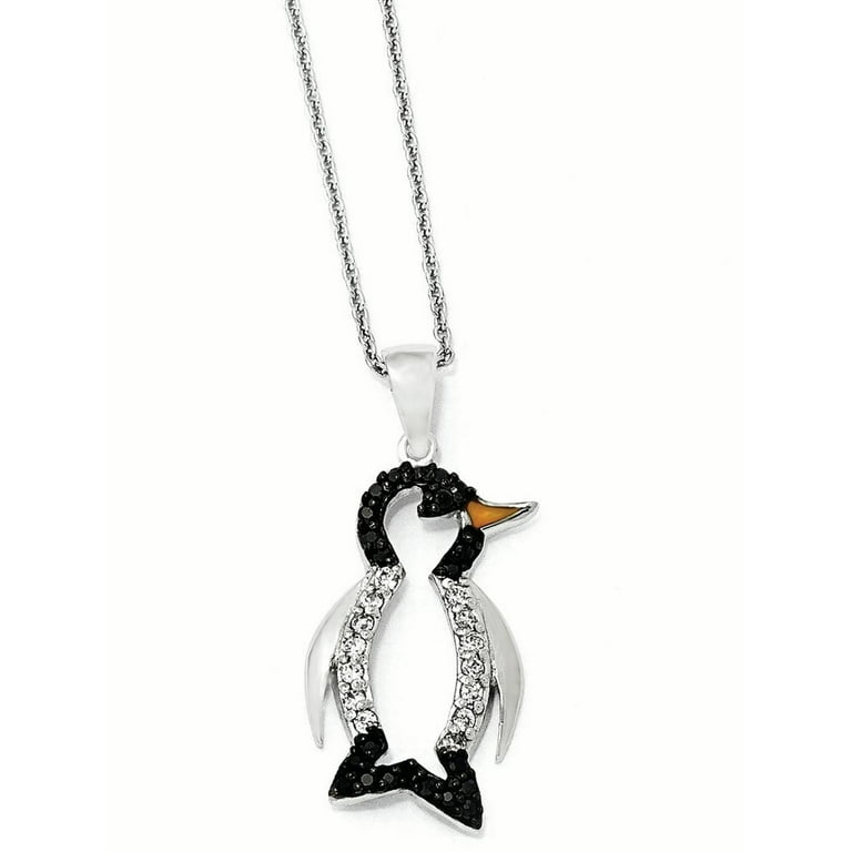 Cheryl M Sterling Silver Enameled CZ Penguin Necklace Cheryl M Sterling Silver Enameled CZ Penguin Necklace