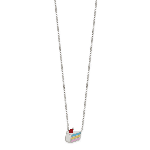 Sterling Silver Enameled Cake Pendant Necklace