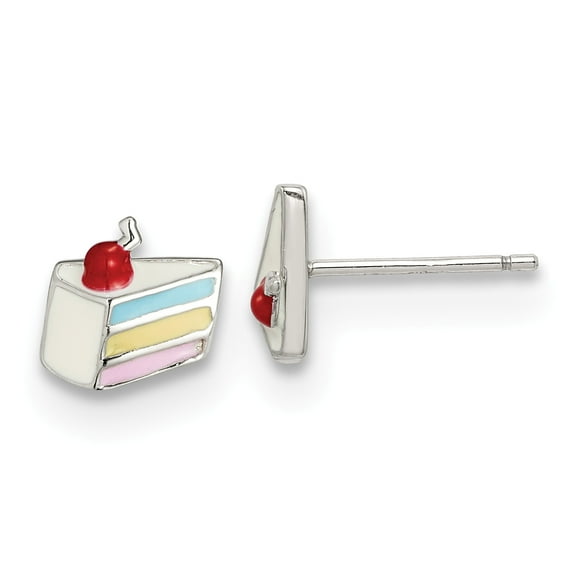 Sterling Silver Enameled Cake Post Earrings