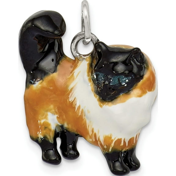 Jewelry by Sweet Pea Sterling Silver Enameled Calico Cat Charm