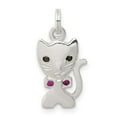 thumbnail image 1 of 925 Sterling Silver Solid Polished Cat Charm 20x10mm Wide Pendant Necklace for Women - 1.3 Grams, 1 of 4