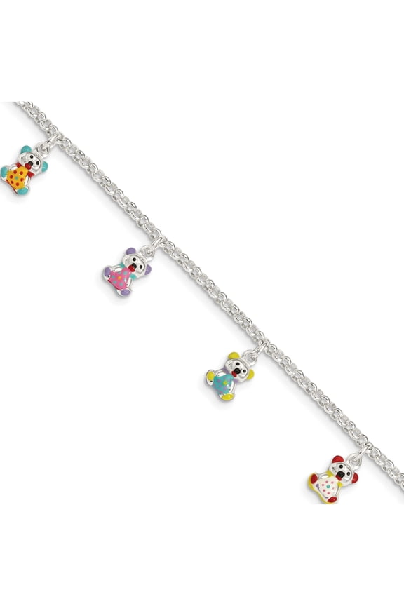 Sterling Silver Enameled Childrens 5In Plus 1In Ext Charm Bracelet (5 X 8) Made In India qg2573-6