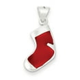 thumbnail image 1 of 925 Sterling Silver Solid Polished Enameled Christmas Stocking Charm 25x10mm Wide Pendant Necklace for Women, 1 of 4