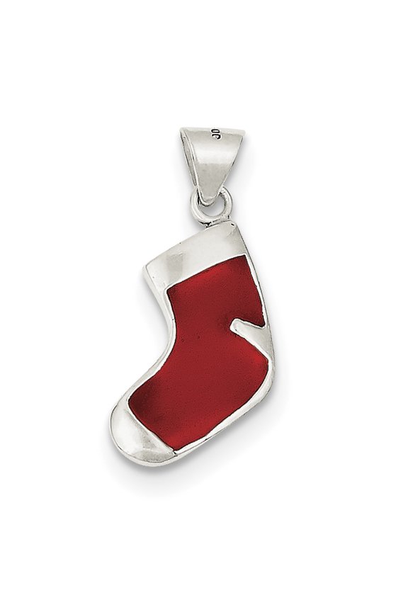 Sterling Silver Enameled Christmas Stocking Charm