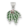 thumbnail image 1 of Sterling Silver Enameled Holly Charm (22 X 12) Made In India qc6882, 1 of 2