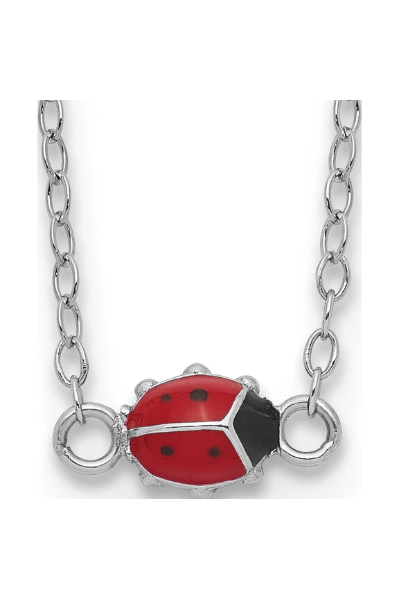 Sterling Silver Enameled Lady Bug 16In With 2In Extension Necklace (16 X 1.03) Made In China qg5290-16