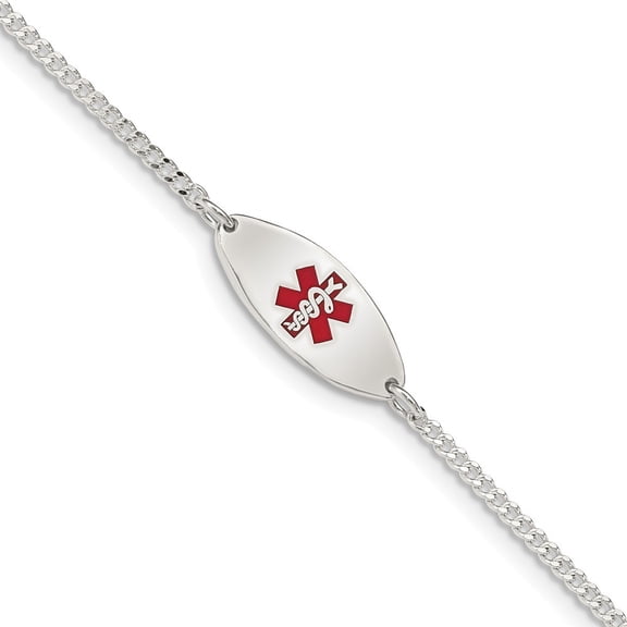 Sterling Silver Enameled Medical Alert Bracelet - 3.7 Grams