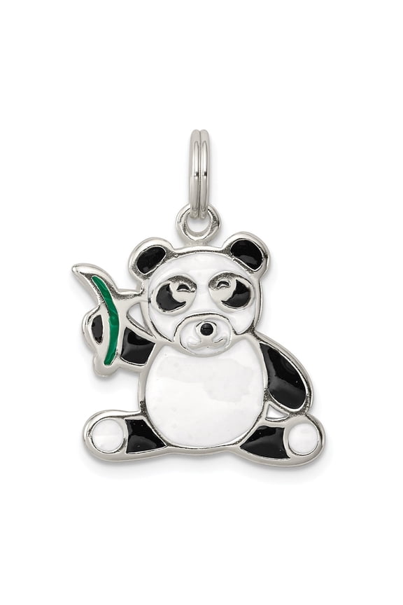 Sterling Silver Enameled Panda Bear Charm Pendant