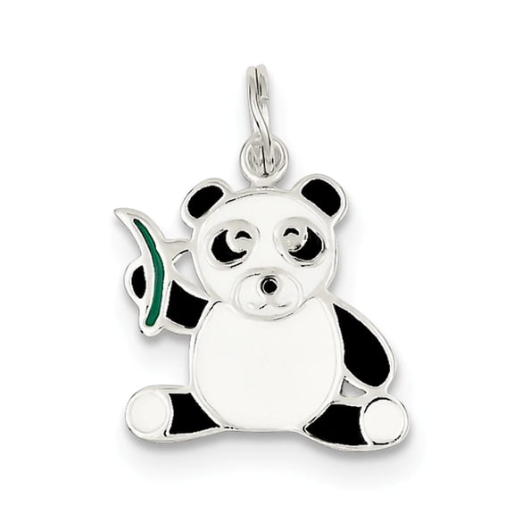 FJC Finejewelers Sterling Silver Enameled Panda Bear Charm