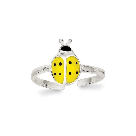 Sterling Silver Enameled & Polished Lady Bug Toe Ring