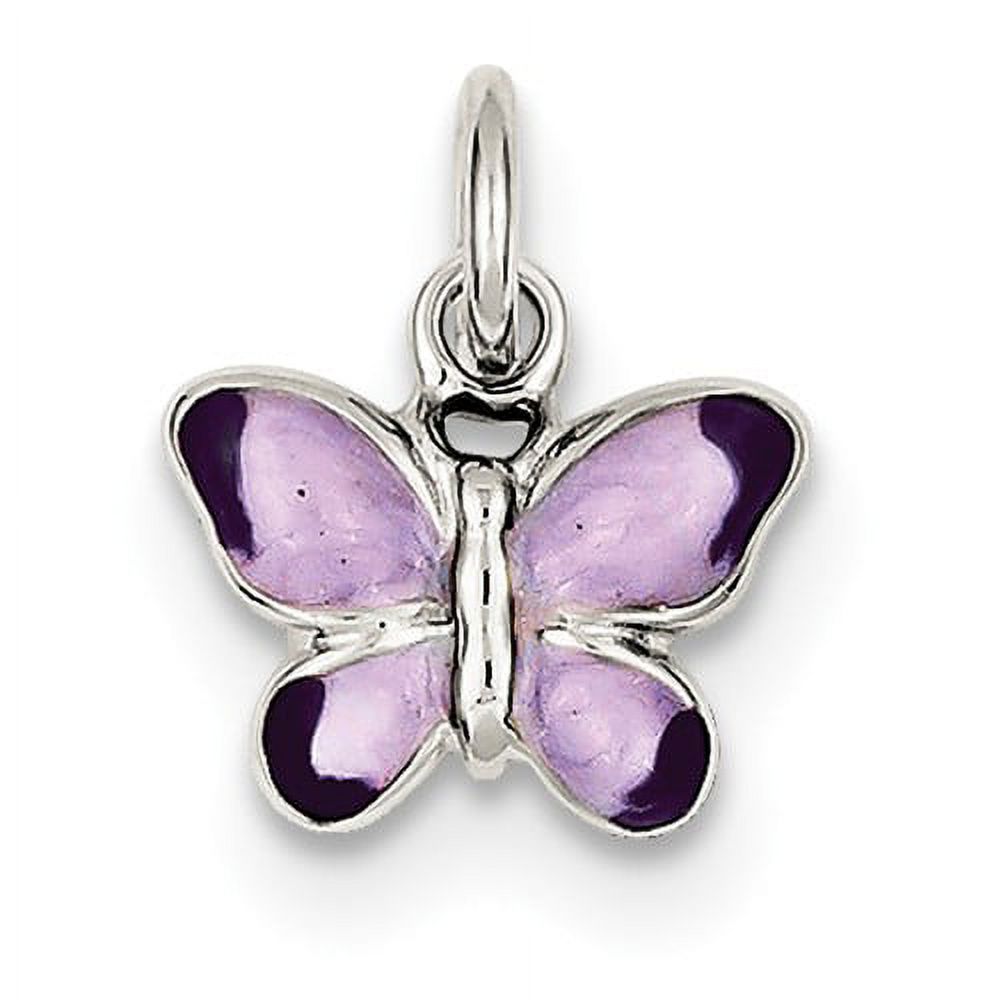 925 Sterling Silver Solid Rhod Enameled Purple Butterfly Angel Wings ...