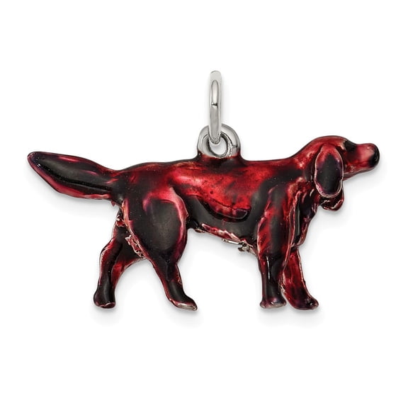 Sterling Silver Enameled Small Irish Setter Charm Pendant