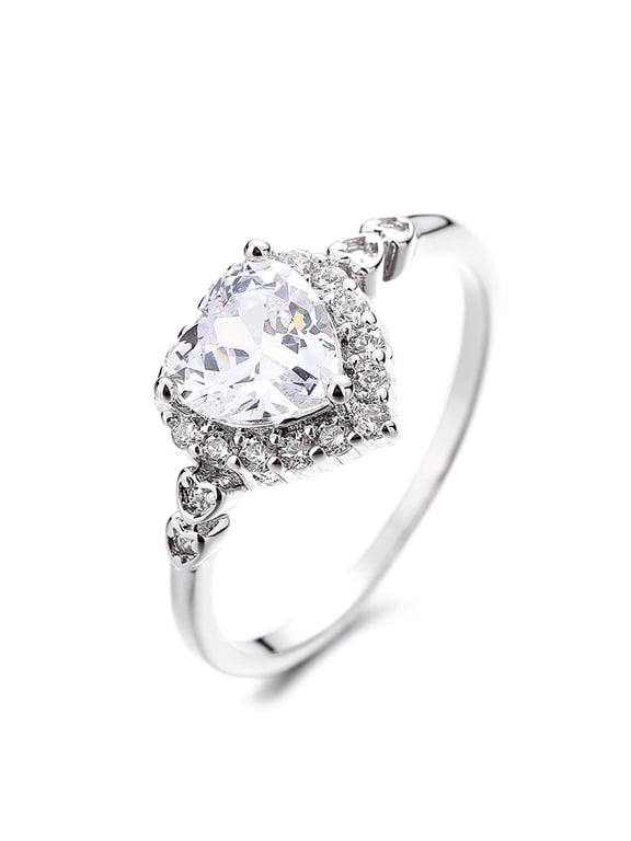 Sterling Silver Engagement Heart Ring With Preciosa Crystals