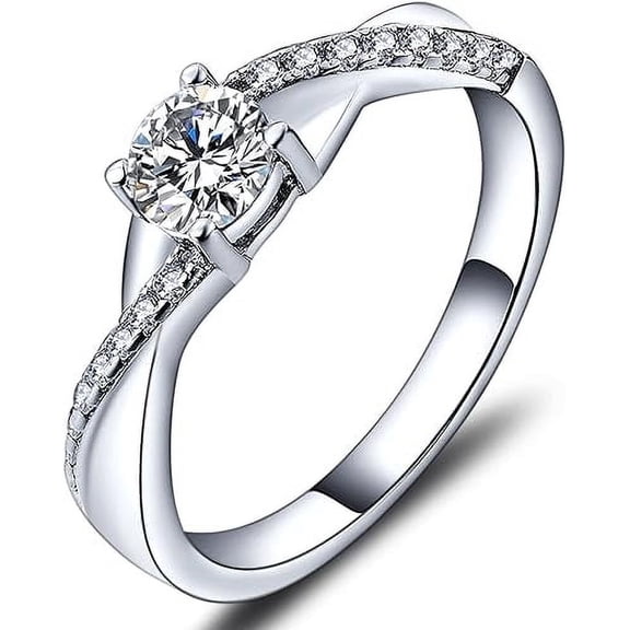 Sterling Silver Engagement Ring 5A Cubic Zirconia Ring for Women