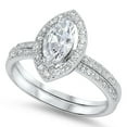 thumbnail image 1 of Sterling Silver Engagement Ring Wedding Band Bridal Set Marquise White CZ 925 Female Size 6, 1 of 4