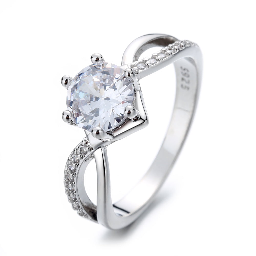 Sterling Silver Engagement Ring with crystals from Swarovski - Walmart.com