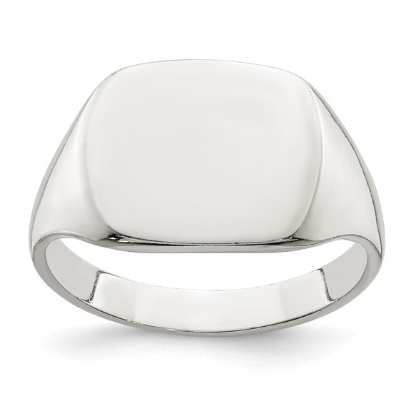 925 Sterling Silver Polished 12.5x14mm Solid Back Signet Ring Size 8 - Jewelry Gift for Mom