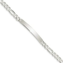Sterling Silver Engravable 8in Figaro Men's ID Bracelet