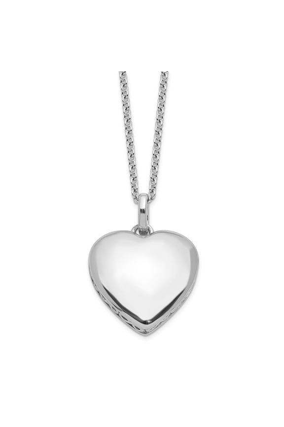 Sterling Silver Engravable Heart Pendant Necklace