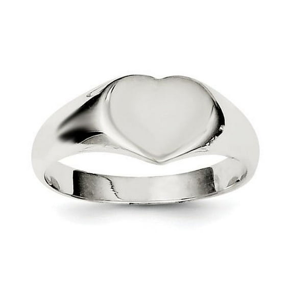 925 Sterling Silver Solid Polished Love Heart Signet Ring Size 7 2mm Wide Statement Ring for Women