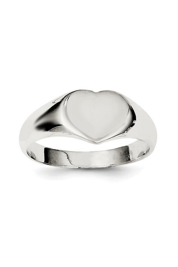 925 Sterling Silver Solid Polished Love Heart Signet Ring Size 7 2mm Wide Statement Ring for Women