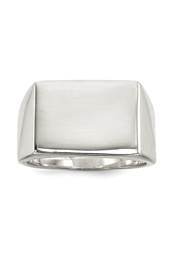 Sterling Silver Engravable Men's 12.2 x 18 Solid Back Signet Ring