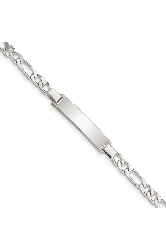 Sterling Silver Engraveable Childrens ID on Figaro Link Bracelet