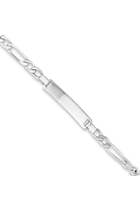 Sterling Silver Engraveable Childrens ID on Figaro Link Bracelet QID57
