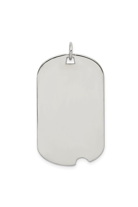Sterling Silver Engraveable Dog Tag Disc Charm - 3.5 Grams - Measures 44x21mm Wide 0.46mm Thick