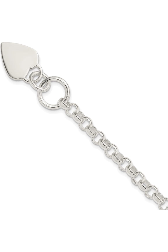 Sterling Silver Engraveable Heart Disc On Fancy Link Toggle Bracelet (8.75 X 14.5) Made In India qg1150-8.75