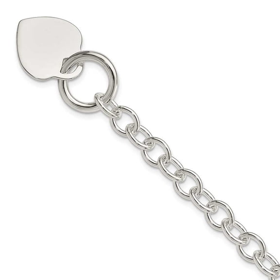 925 Sterling Silver Polished Love Heart Disc Toggle Bracelet 7.75 Inch 18mm Wide -  Jewelry Gift for Mom