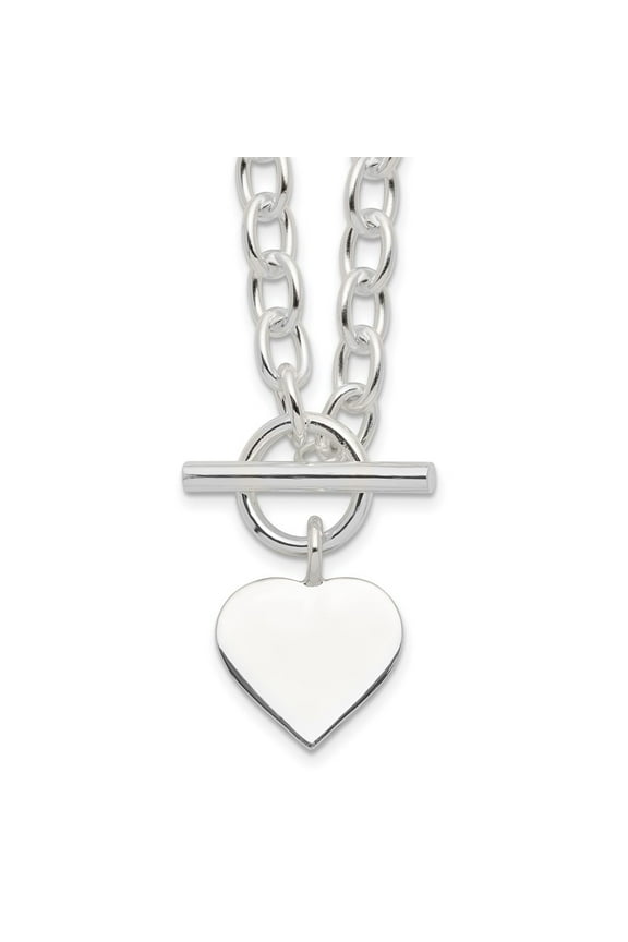 Sterling Silver 18in Engraveable Heart Necklace