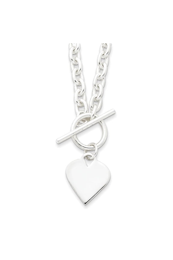 Sterling Silver Engraveable Heart Toggle Necklace QG2532