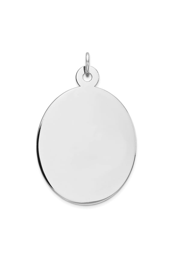 Sterling Silver Engraveable Oval Disc Charm - 4.8 Grams - Measures 31x22mm Wide
