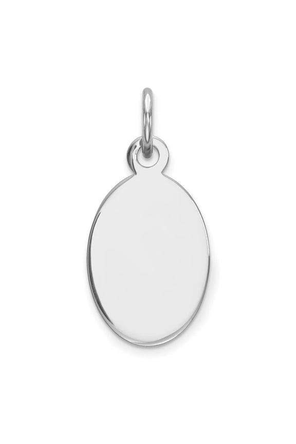 925 Sterling Silver Polished Engraveable Oval Disc Charm 19x10mm Wide Pendant Necklace for Women