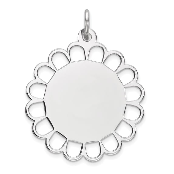 Sterling Silver Engraveable Polished Front/Satin Back Disc Charm