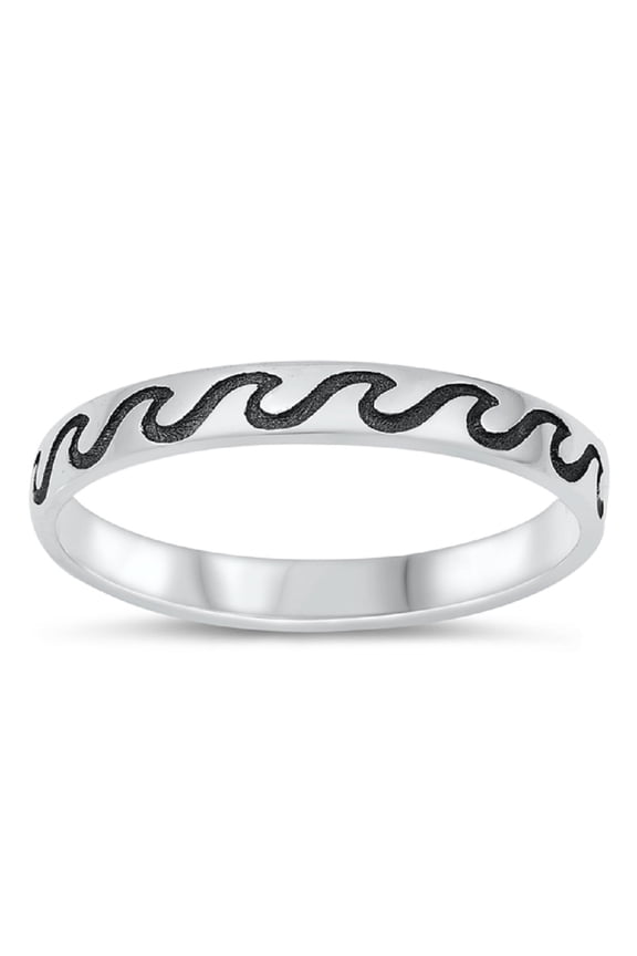 Sterling Silver Engraved Eternity Wave Ring Size 5