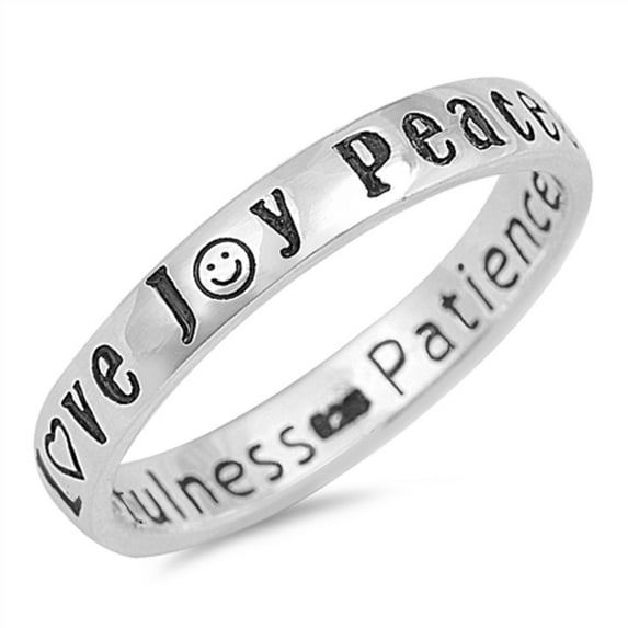 Sterling Silver Engraved Peace Love Joy Ring Ring