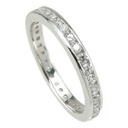 LARASO & CO Sterling Silver Eternity Anniversary CZ Wedding Band Ring for Women Size 5
