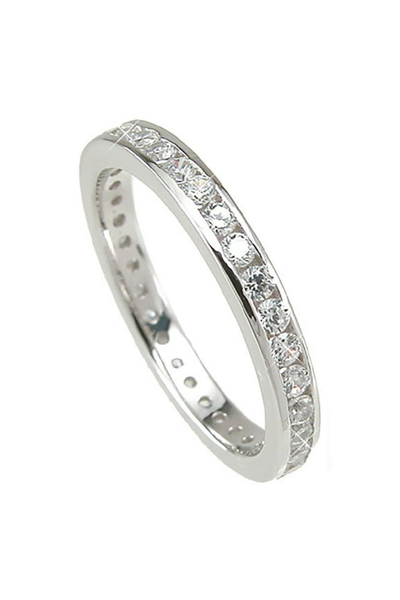 Sterling Silver Eternity Anniversary CZ Wedding Band Ring for Women Size 9